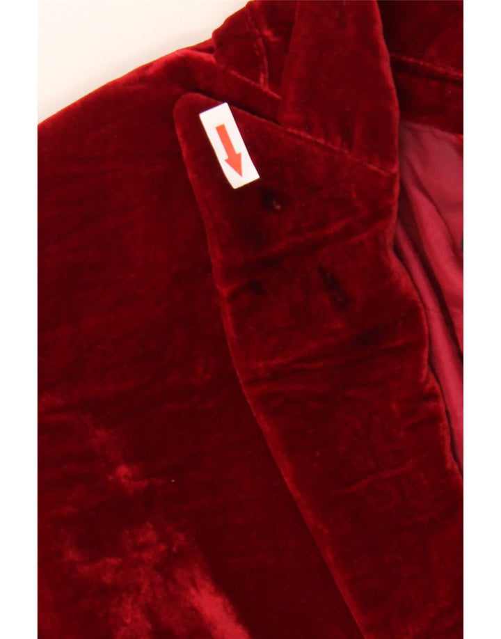 Massimo Dutti Dame 1 Knap Velvet Blazer Jacket EU 44 XL Rød Viscose