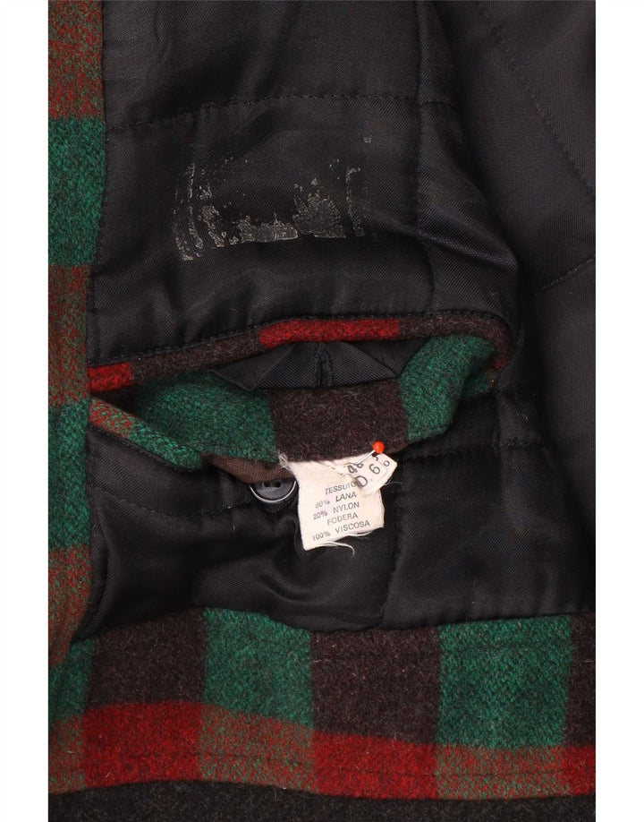 Sobretudo masculino vintage IT 48 lã xadrez multicolorida média