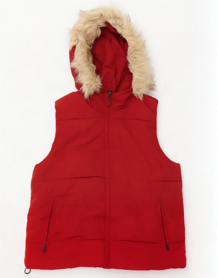 Gap Gilet rembourré à capuche pour femme UK 14 Rouge moyen Polyester