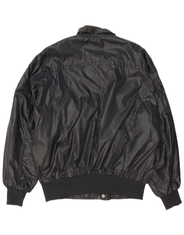 Vintage Mens Bomber Loose Fit Racer Jacket UK 40 Large Black Nylon