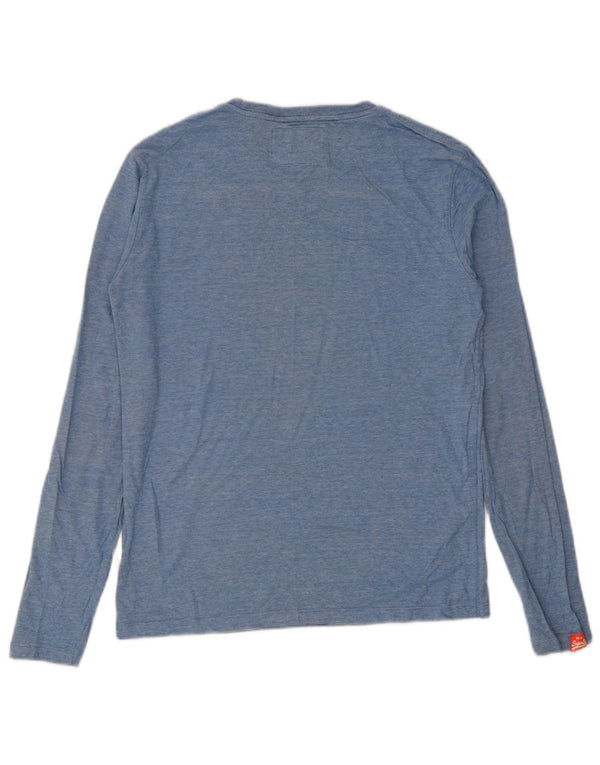 Superdry Haut à manches longues en coton moucheté bleu moyen |