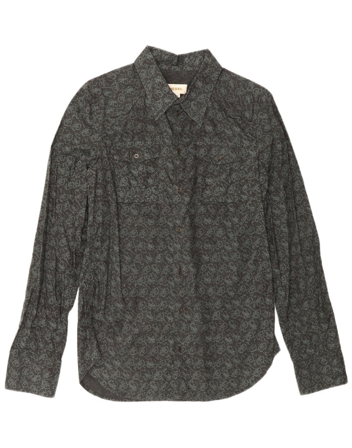 Diesel Mens Shirt Medium Black Paisley Cotton