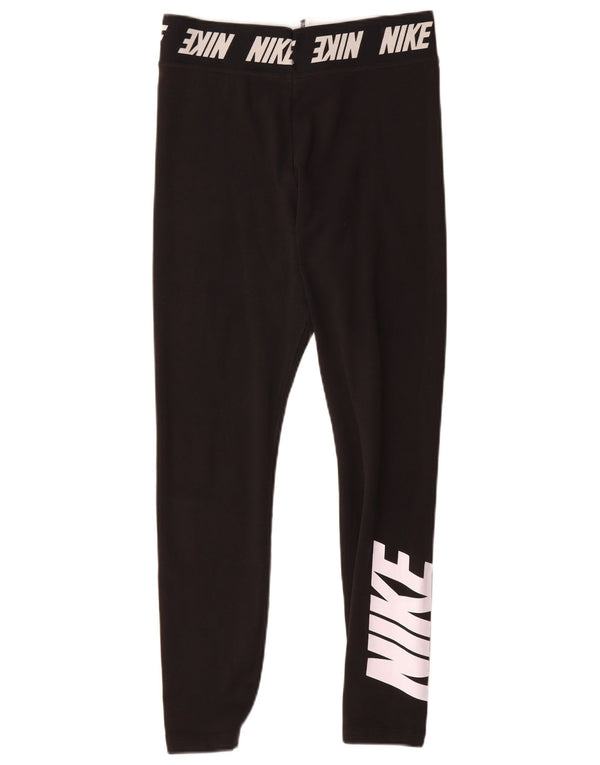 Nike Womens Graphic Leggings UK 12 Medium  Black Cotton