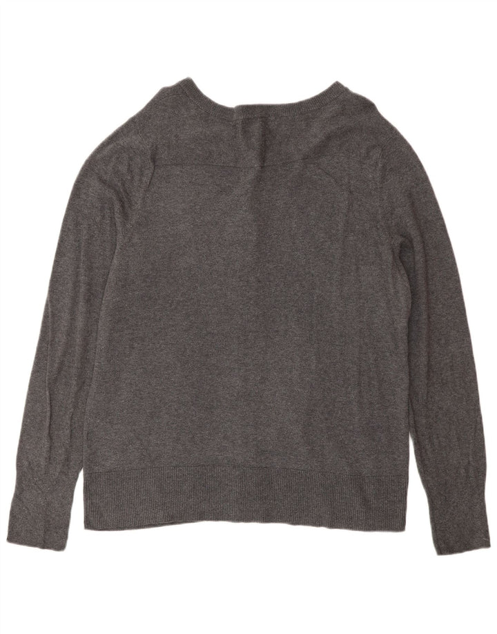 EDDIE BAUER Womens Cardigan Sweater UK 16 Large Grey Cotton