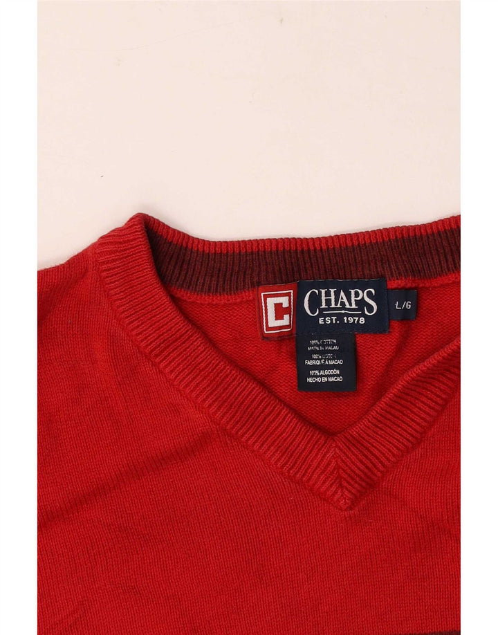 Chaps Herre V-hals sweater Stor Rød Colourblock Bomuld