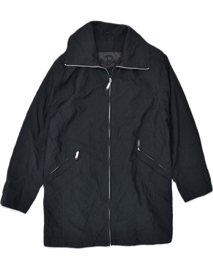 BETTY BARCLAY Womens Overcoat UK 10 Small Navy Blue Polyurethane | Vintage | Thrift | Second-Hand | Used Clothing | Messina Hembry 