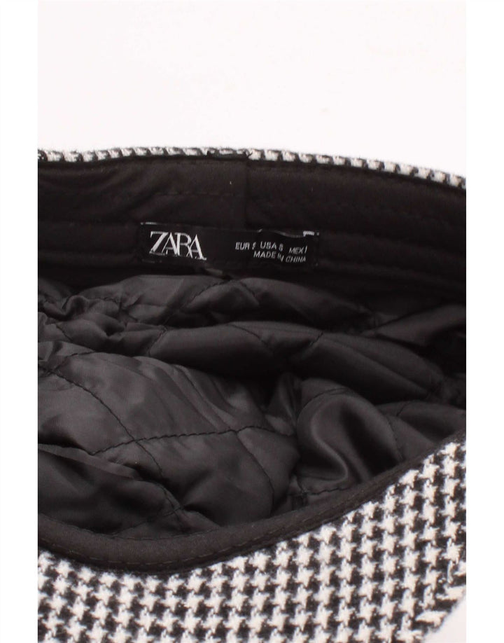 Zara Femme Casquette Newsboy Petit Pied De Poule Noir