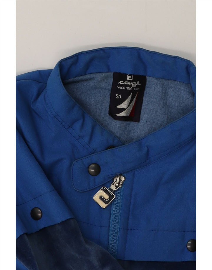 Cagi Mens Velour Tracksuit Top Jacket Large Blue Cotton