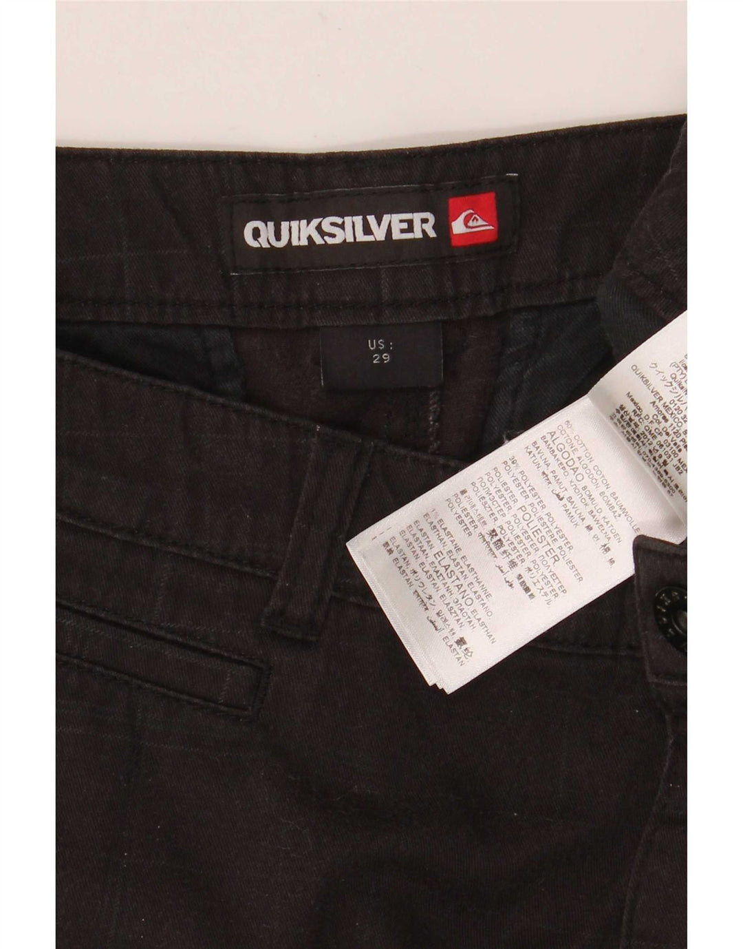 Quiksilver Mens Cargo Shorts W29 Small Black Check Cotton