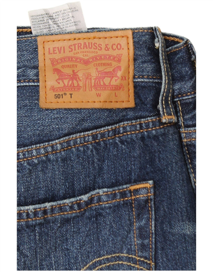 LEVI'S Womens 501 Distressed Straight Jeans W28 L28 Blue Cotton