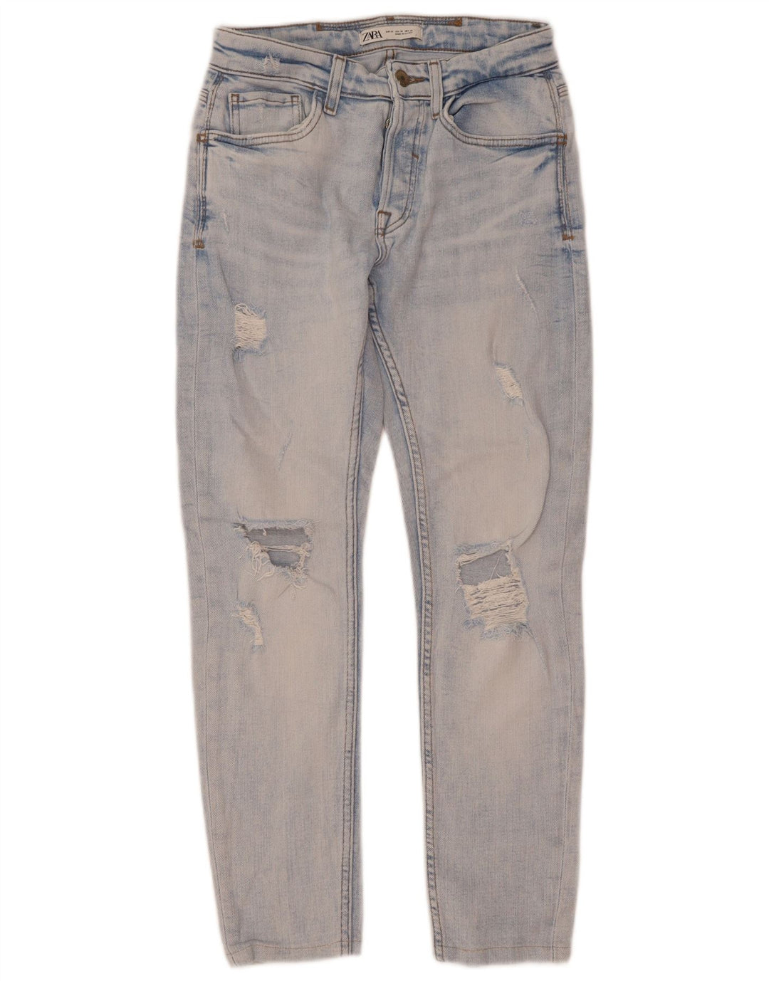 Zara Herre Distressed Slim Jeans EU 38 Small W30 L28 Blue
