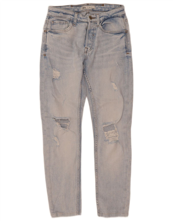 Zara Herre Distressed Slim Jeans EU 38 Small W30 L28 Blue
