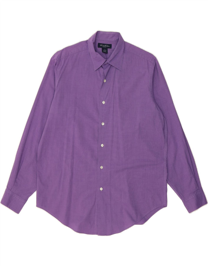 BROOKS BROTHERS Mens Stretch Shirt Medium Purple Cotton Vintage Brooks Brothers and Second-Hand Brooks Brothers from Messina Hembry 