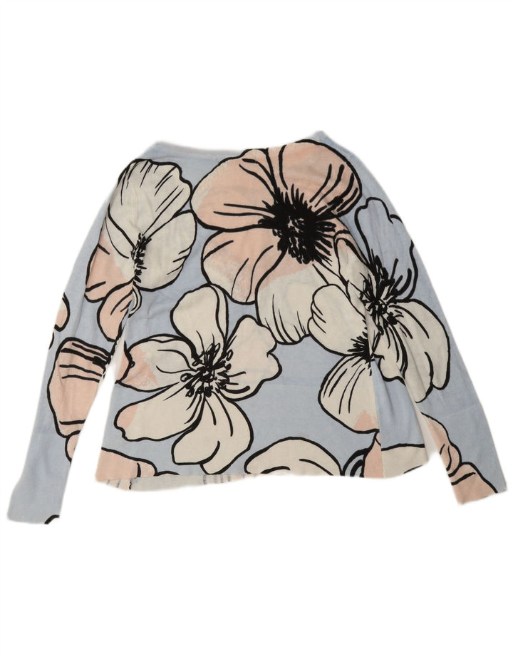 Marks & Spencer Womens Blouse Top UK 8 Small Blue Floral Cotton