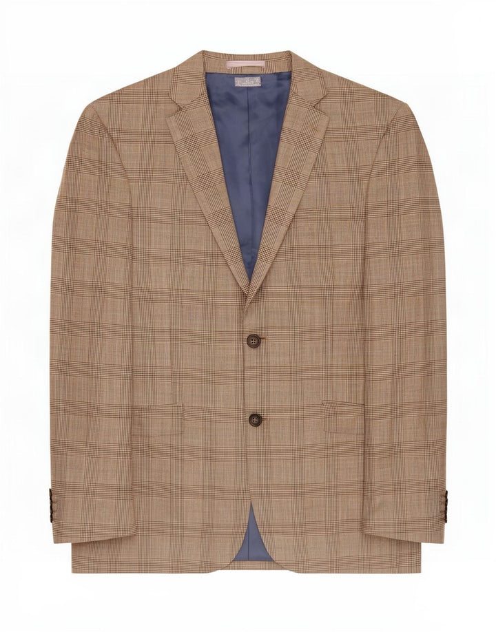 Marks & Spencer Mens 2 Button Blazer Jacket UK 40 Medium Beige Check