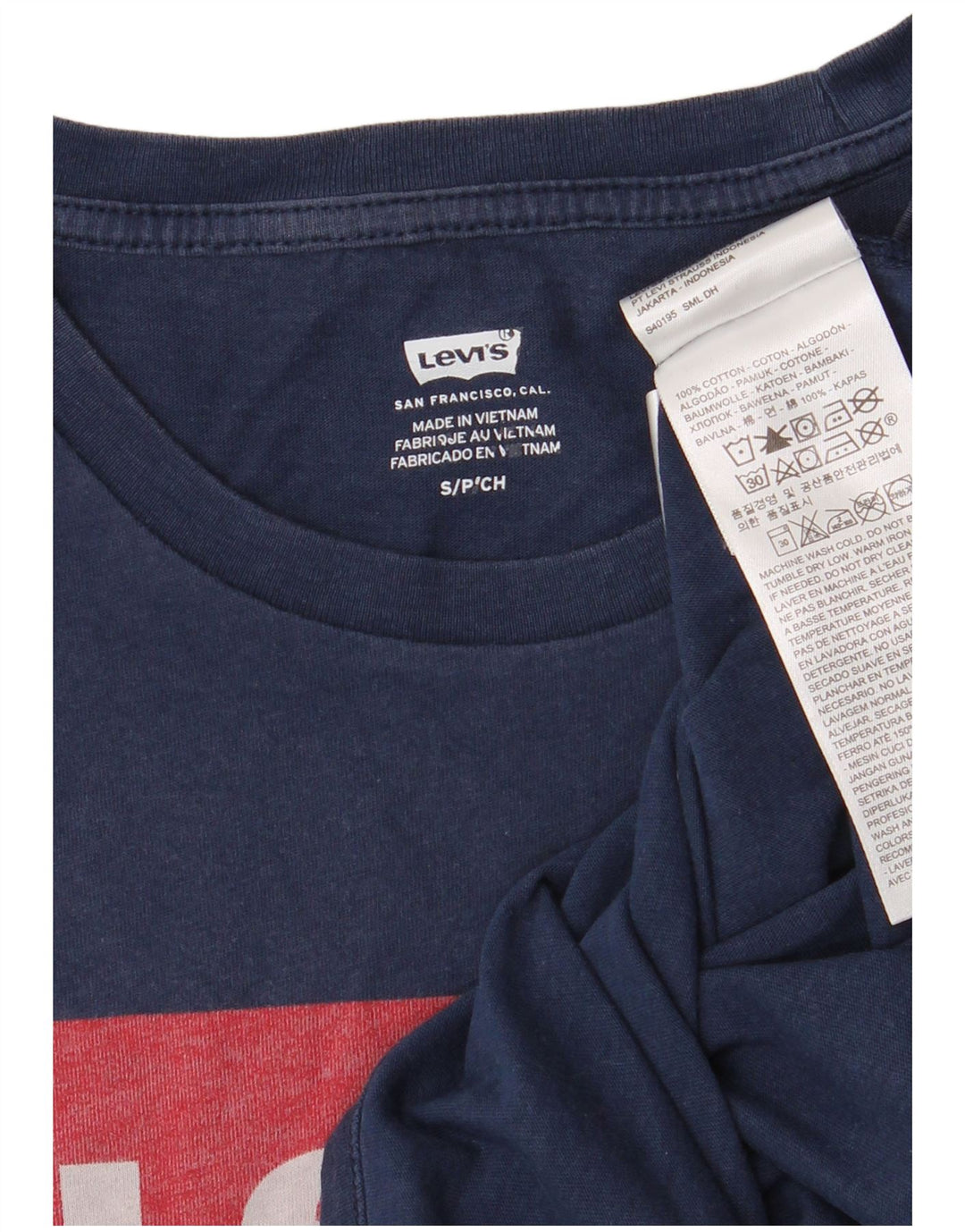 LEVI'S Mens Graphic T-Shirt Top Small Navy Blue Cotton