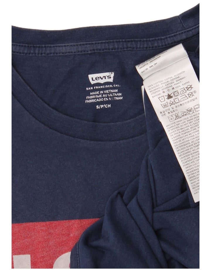 LEVI'S Mens Graphic T-Shirt Top Small Navy Blue Cotton