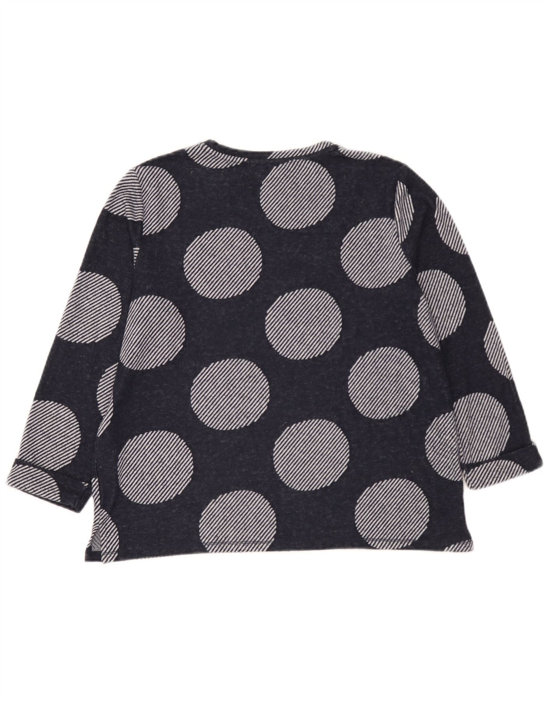 Marks & Spencer Womens Top 3/4 Sleeve UK 14 Large Navy Blue Polka Dot