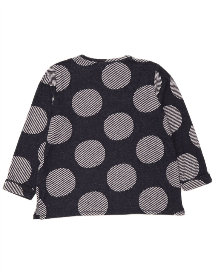 Marks & Spencer Womens Top 3/4 Sleeve UK 14 Large Navy Blue Polka Dot