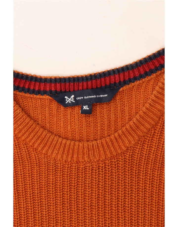 CREW CLOTHING Mens Boat Neck Jumper Sweater XL Orange Cotton Vintage Crew Clothing and Second-Hand Crew Clothing from Messina Hembry 