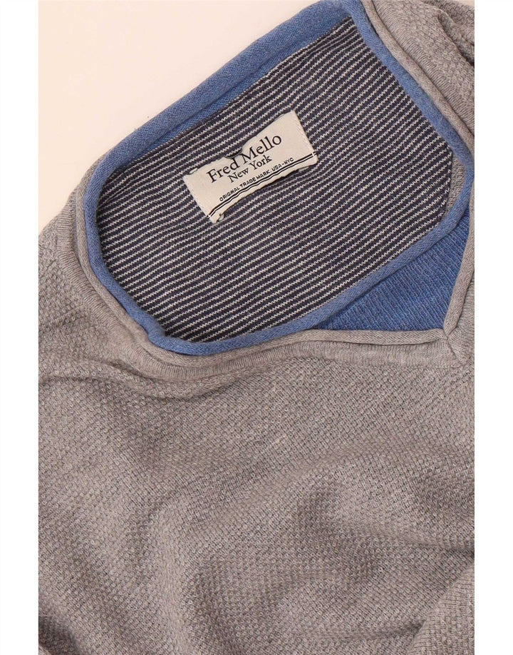 Fred Mello Pull Col V Homme Gris Moyen