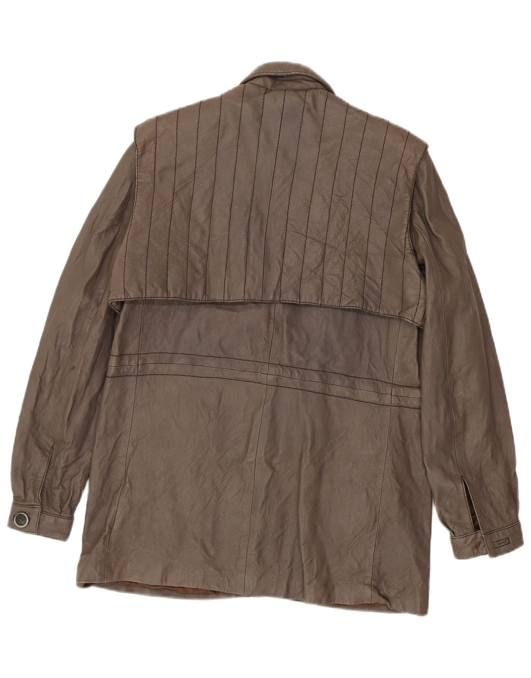 Vintage Womens Leather Jacket IT 48 XL Brown