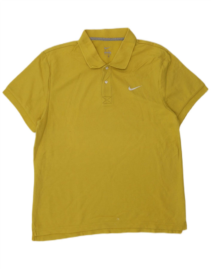 NIKE Mens Polo Shirt Medium Yellow Cotton