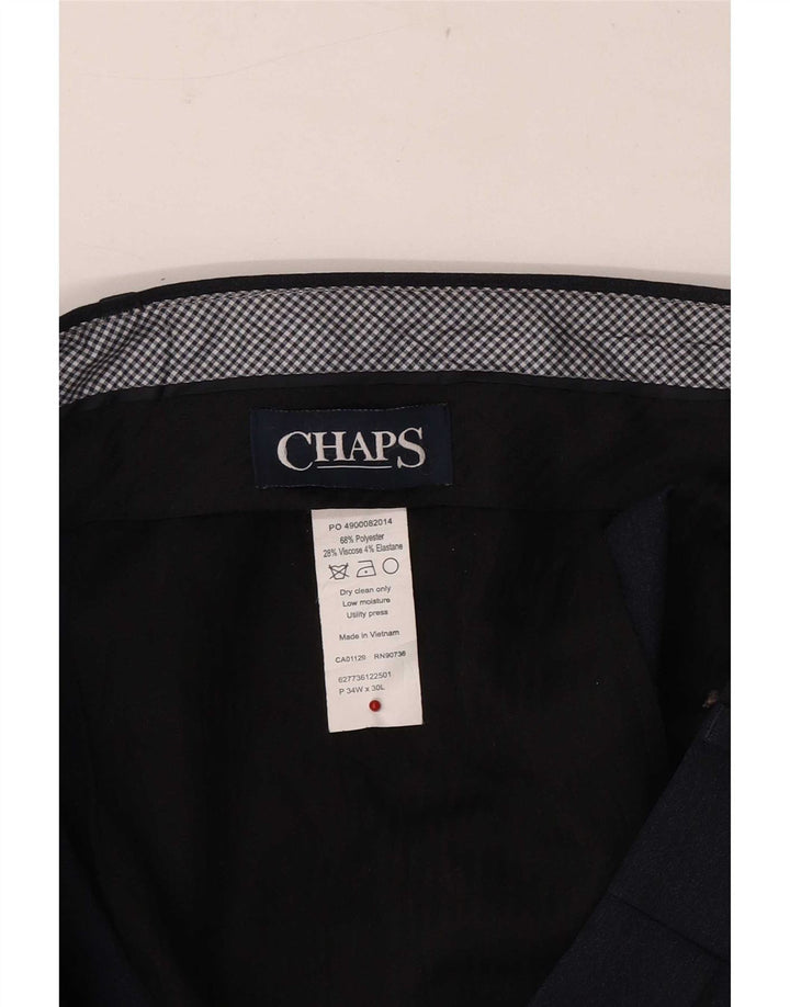 Calças masculinas retas de ajuste regular W34 L30 poliéster azul marinho