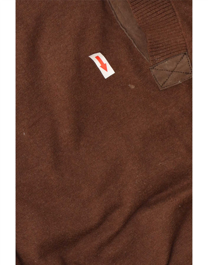 Massimo Dutti Mens Shawl Neck Jumper Sweater XL Brown Cotton