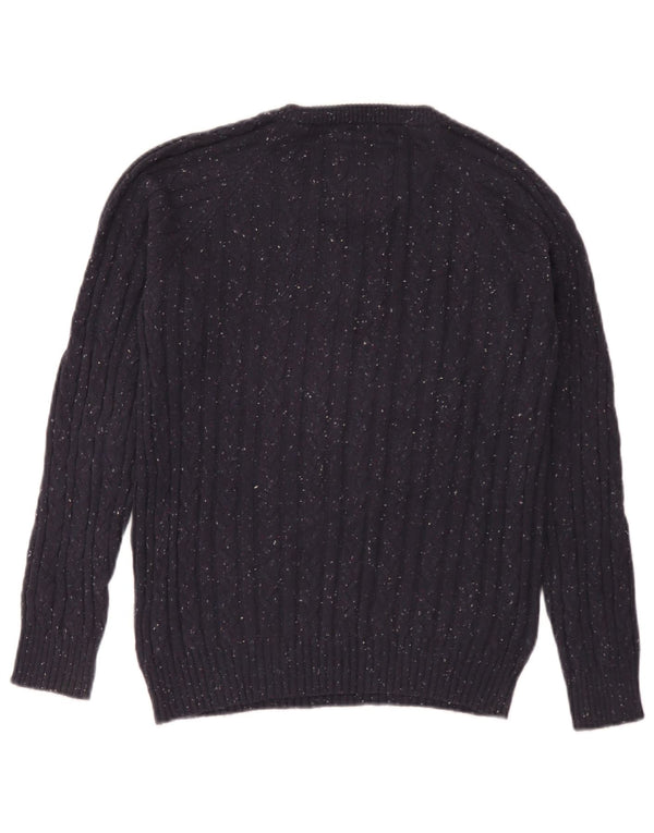 Maglione maglione con scollo a barca da donna Jack Wills UK 14 blu navy medio screziato
