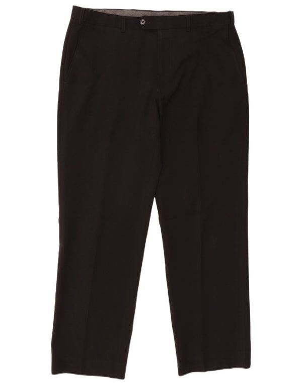 Marks & Spencer Mens Regular Fit Suit Trousers W34 L27 Black Polyester