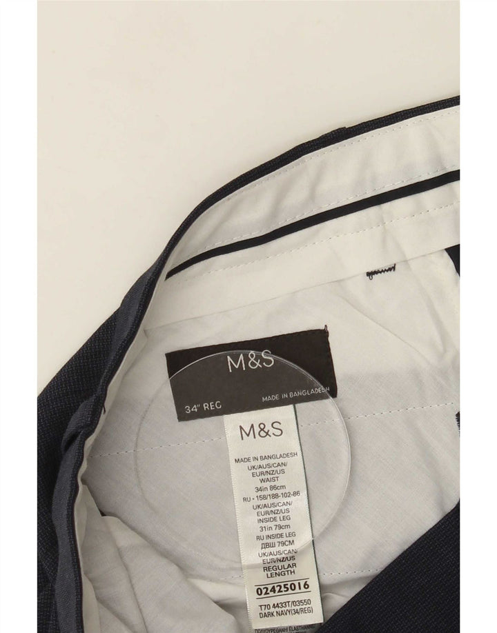 Marks & Spencer Herren-Anzughose, normal, W34, L30, Marineblau, Polyester