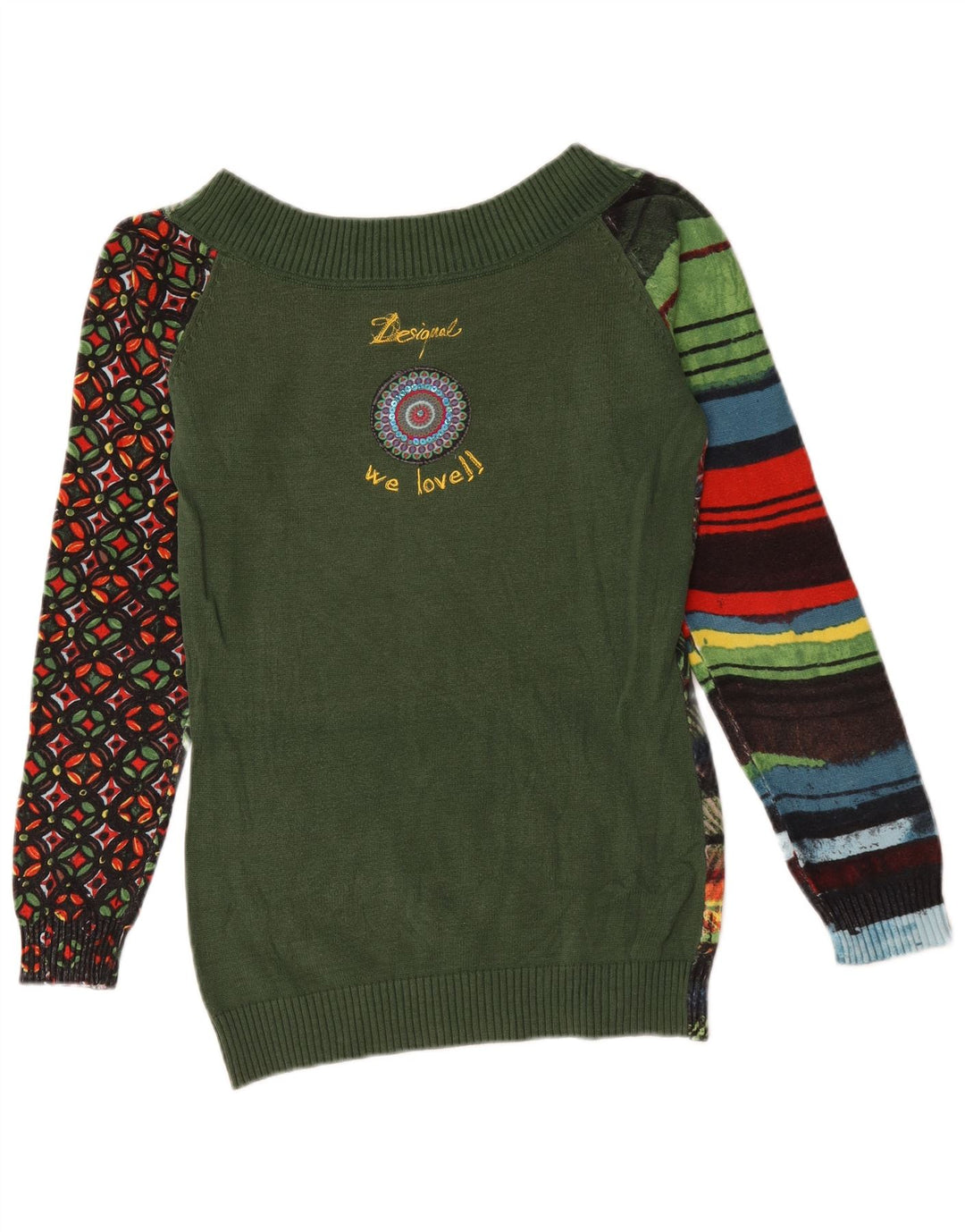 Desigual Womens Boat Neck Jumper Sweater UK 14 Medium Multicoloured