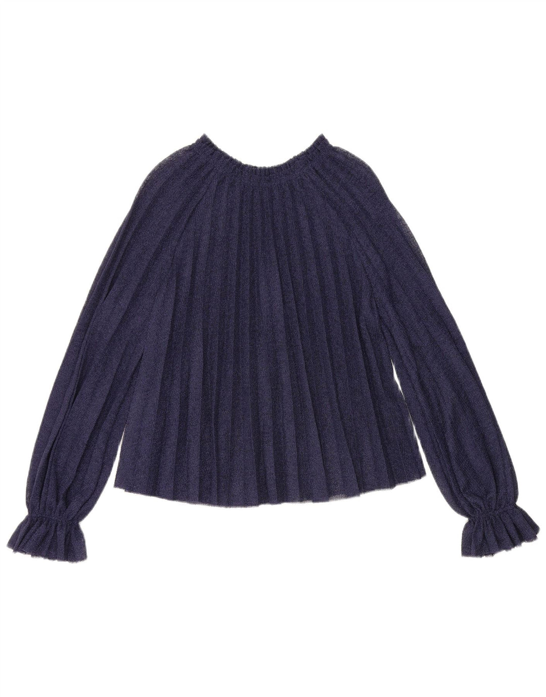 Zara Womens Long Sleeve Oversized Blouse Top UK 10 Small Navy Blue