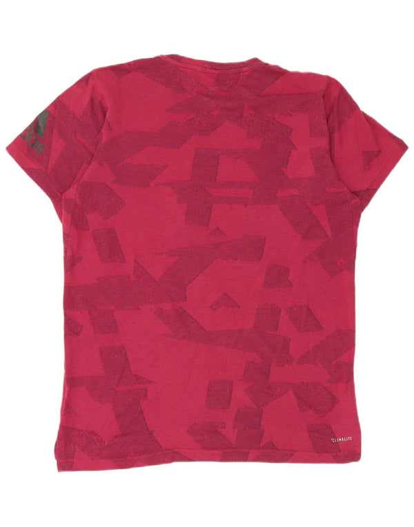 T-shirt grafica Adidas Climalite da uomo Top bordeaux medio geometrico