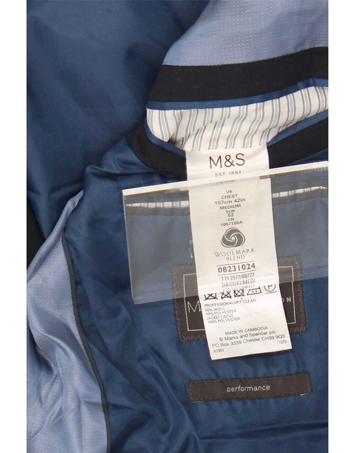 Marks & Spencer Chaqueta tipo blazer de 2 botones para hombre UK 42 Large Lana azul marino