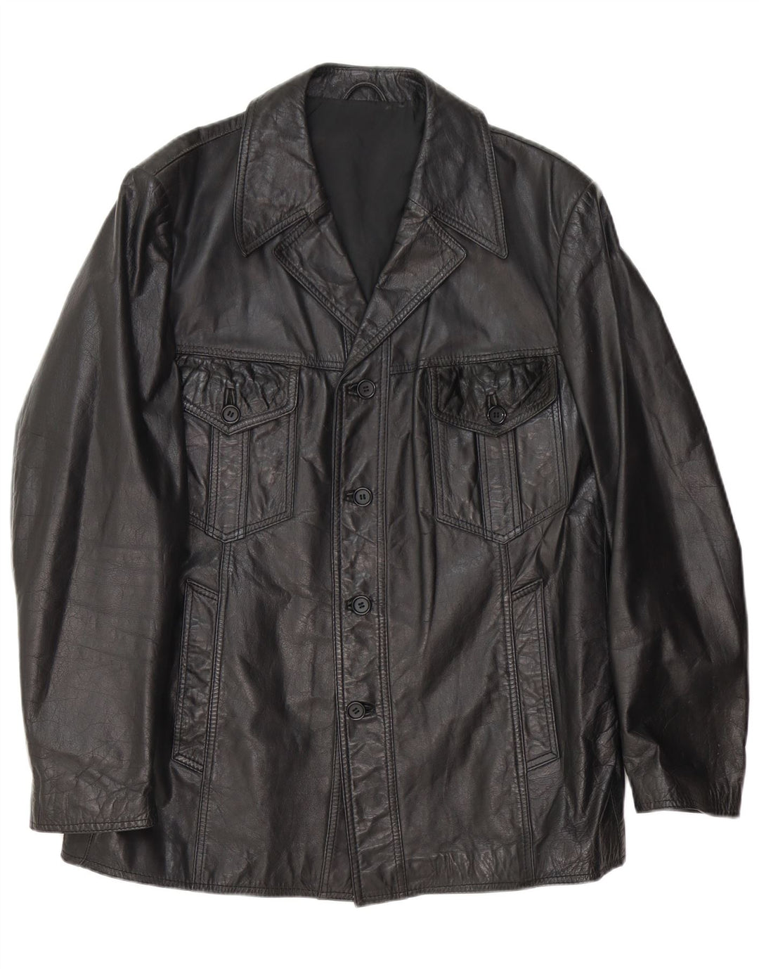Vintage Mens Leather Jacket UK 38 Medium Black Leather