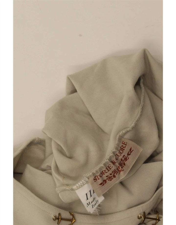 Vintage Womens Bodysuit UK 14 Medium Beige Cotton