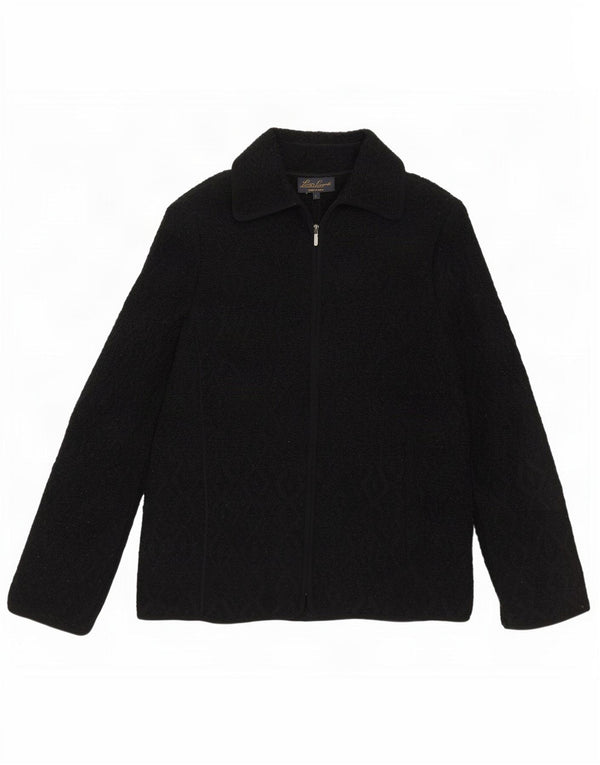 Luisa Spagnoli Womens Cardigan Sweater UK 16 Large Black Argyle/Diamond