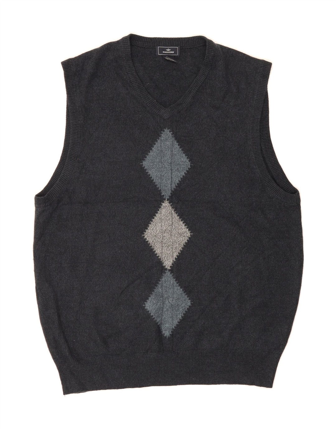 DOCKERS Mens Vest Tank Top Large Navy Blue Argyle/Diamond Acrylic Vintage Dockers and Second-Hand Dockers from Messina Hembry 