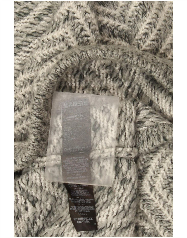 Marks & Spencer Dame Longline Cardigan Sweater UK 14 Medium Grey Chevron