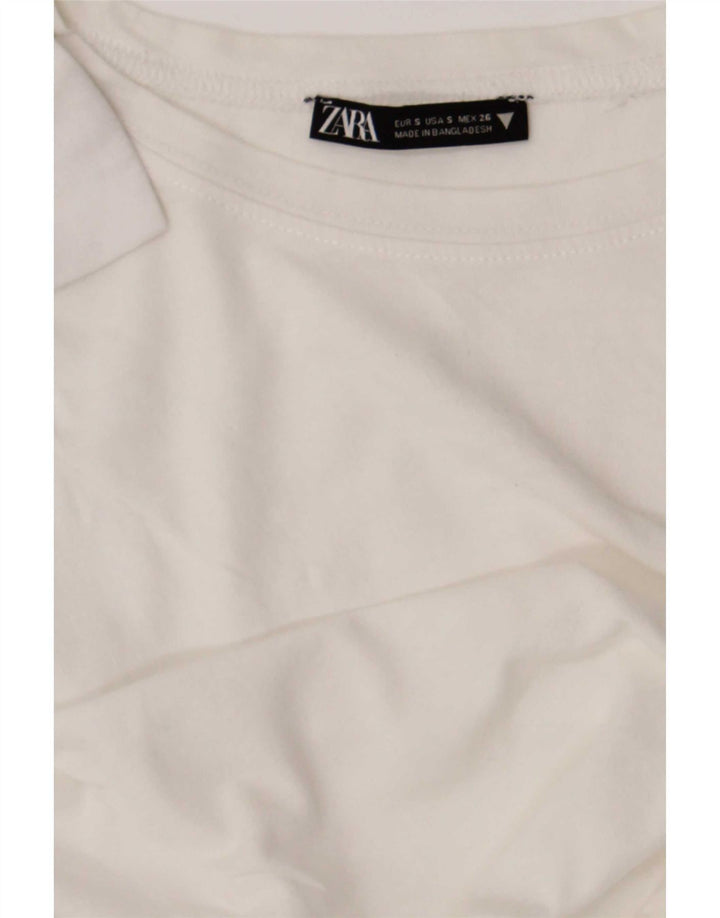 Zara Womens Crop T-Shirt Top UK 10 Small White
