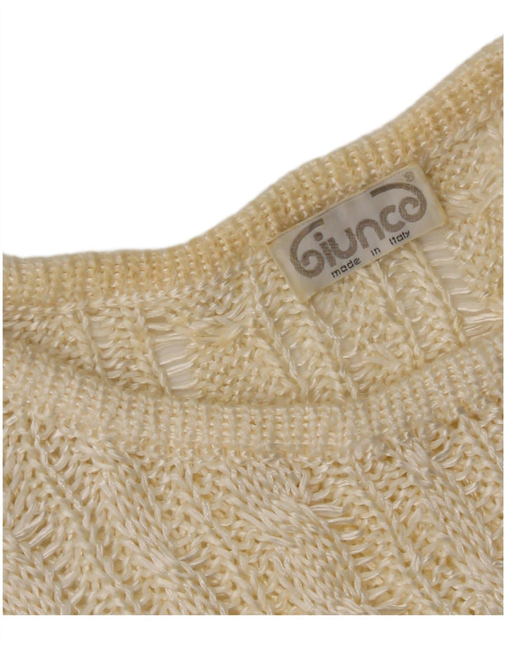Giunco Womens Crew Neck Jumper Sweater UK 14 Medium Off White