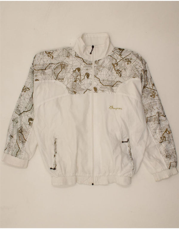 BOGNER Mens Abstract Pattern Tracksuit Top Jacket Large White Polyamide