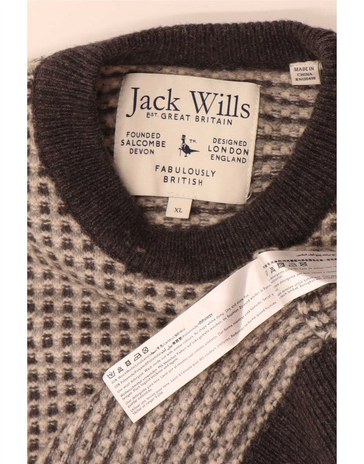 Jack Wills Pull col rond pour homme XL en laine mouchetée gris