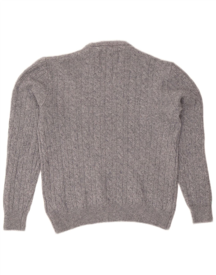 Jack Wills Damen-Pullover mit Rundhalsausschnitt, Gr. 14, mittelgrau gefleckte Wolle