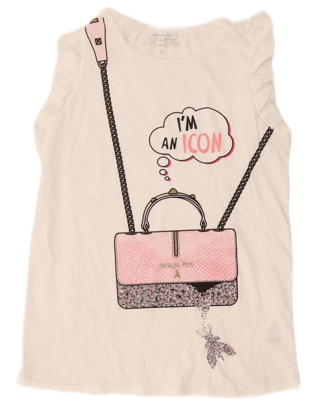Patrizia Pepe Womens Graphic Vest Top One Size White Cotton