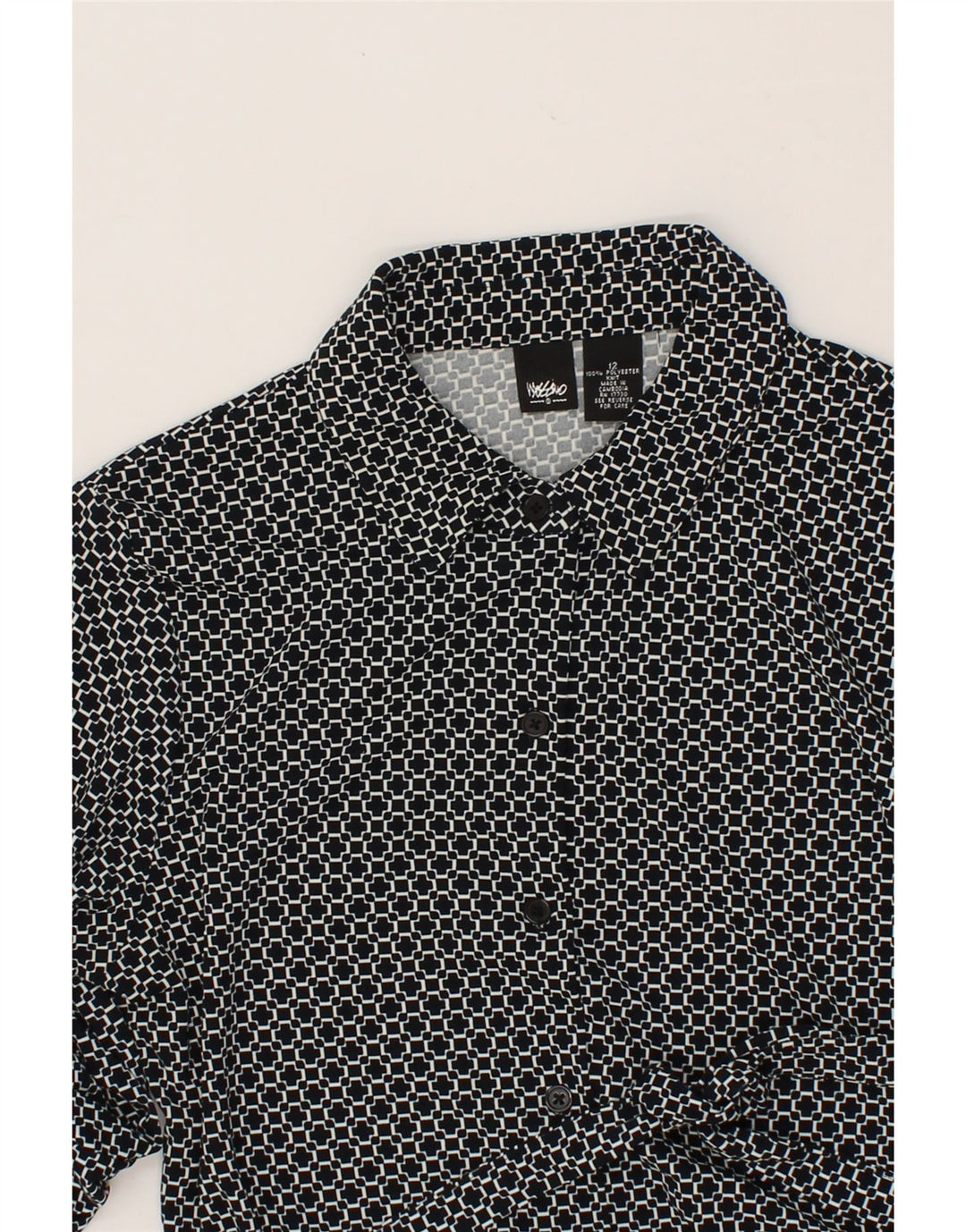 MOSSIMO Womens Abstract Pattern Long Sleeve Shirt Dress US 12 Large Grey Vintage Mossimo and Second-Hand Mossimo from Messina Hembry 