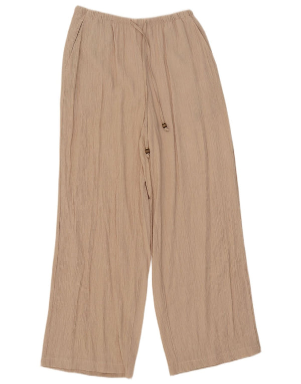 Zara Damen Durchsichtige Hose mit weitem Bein XS W24 L28 Beige Viskose