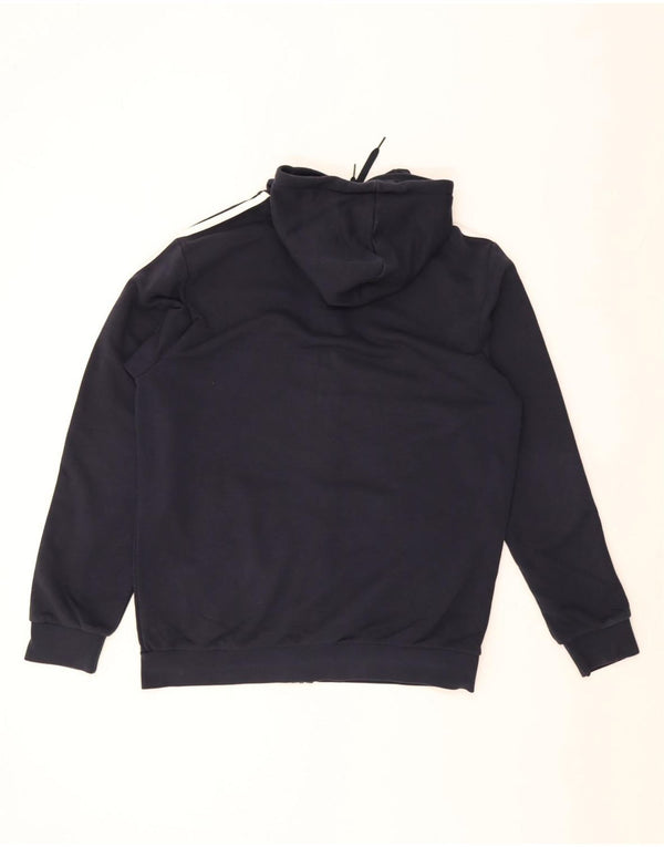 Adidas Mens Zip Hoodie Sweater Large Navy Blue Cotton